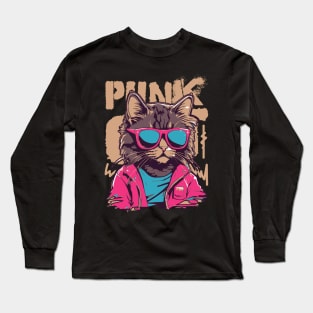 Pink Punk Cat Long Sleeve T-Shirt